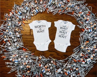Worth The Wait, Twin Baby Girl Onesies, Twin Baby Shower Gift, Twin Baby Girl Gift, Twin Infant Clothing, Twin Cute Baby Gift, Twin Onesies