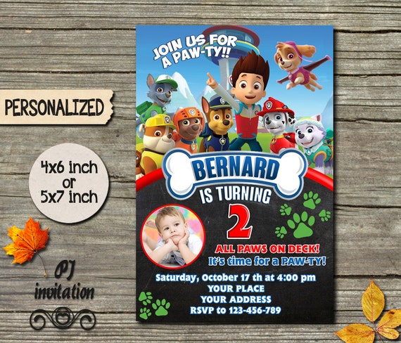 Paw Patrol Invitation / Paw Patrol Birthday Invitation / Paw