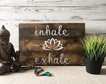 Yoga quotes wall art / Inhale exhale / Yoga studio decor / Yoga studio / Yoga studio wall art / Yoga wall art / Home yoga studio