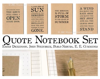 Poetry Journal Set, A6 Notebooks | Gift for Poetry Writer | Kraft Jotter Set, 4 x Pocket Notebooks | Quotes by Poets, from Poems & Prose