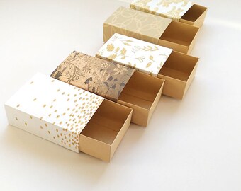 Gift boxes, wedding favor box, Match box, Packaging box, Gift box -10 assorted brown print and beige match box , Jewelry Packaging Boxes