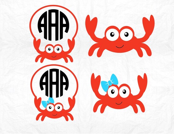 Download crab bow monogram / Digital file / svg / png / dxf / eps /pdf
