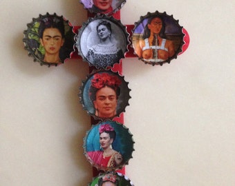 Frida Kahlo DIY recycling red wooden cross