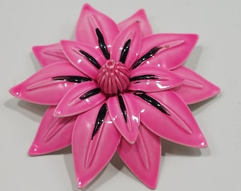 Simply Divine Coro Enameled Pink Flower Brooch