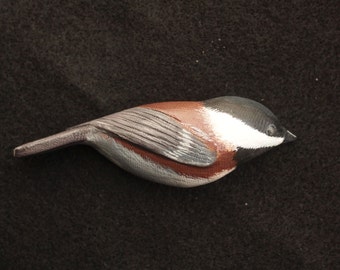 Wooden Chestnut-backed Chickadee bird magnet