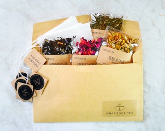 Tea Sampler Tea Gift Set 7 ORGANIC Loose Leaf Tea Samplers Tea lover Rose Tea Organic tea Get well gift tea sampler gift ORGANIC TEA loose