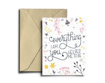 Mothers day card / Mothers day gift / Mothers day card floral / Card / Floral Card / For mum / For mom / For mother / Unique handmade card