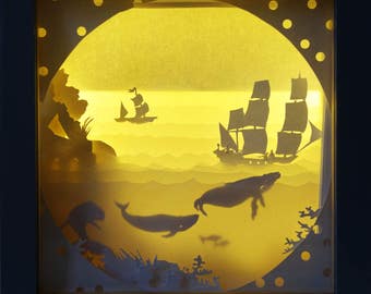 SUR COMMANDE > Abracadabox - Boite Lumineuse - Le chant des baleines