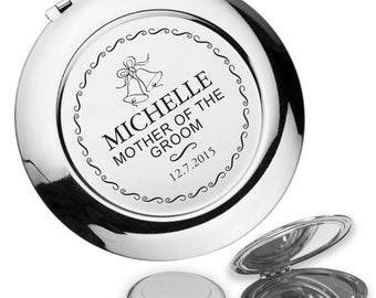 Personalised engraved MOTHER OF the GROOM compact mirror wedding thank you gift idea, handbag mirror - BL7