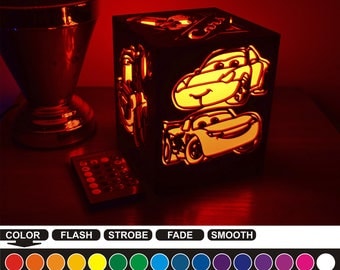 Cars color led nightlight Color led lamp Wood night light Cars Housewarming gift Home decor Night light box Birthday gift Bedroom decor