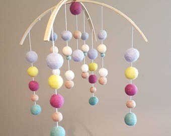 Felt Ball Mobile-"ice-cream"- ready to post