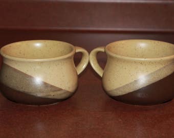 Vintage Ceramic Coffee/Soup/Chowder/Hot Chocolate Mugs, Mid Century Modern, Minimalist Design