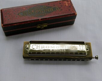 Super Chromonica harmonica,M.Hohner harmonica, Chromonica C, harmonica and case,vintage harmonica,antique harmonica