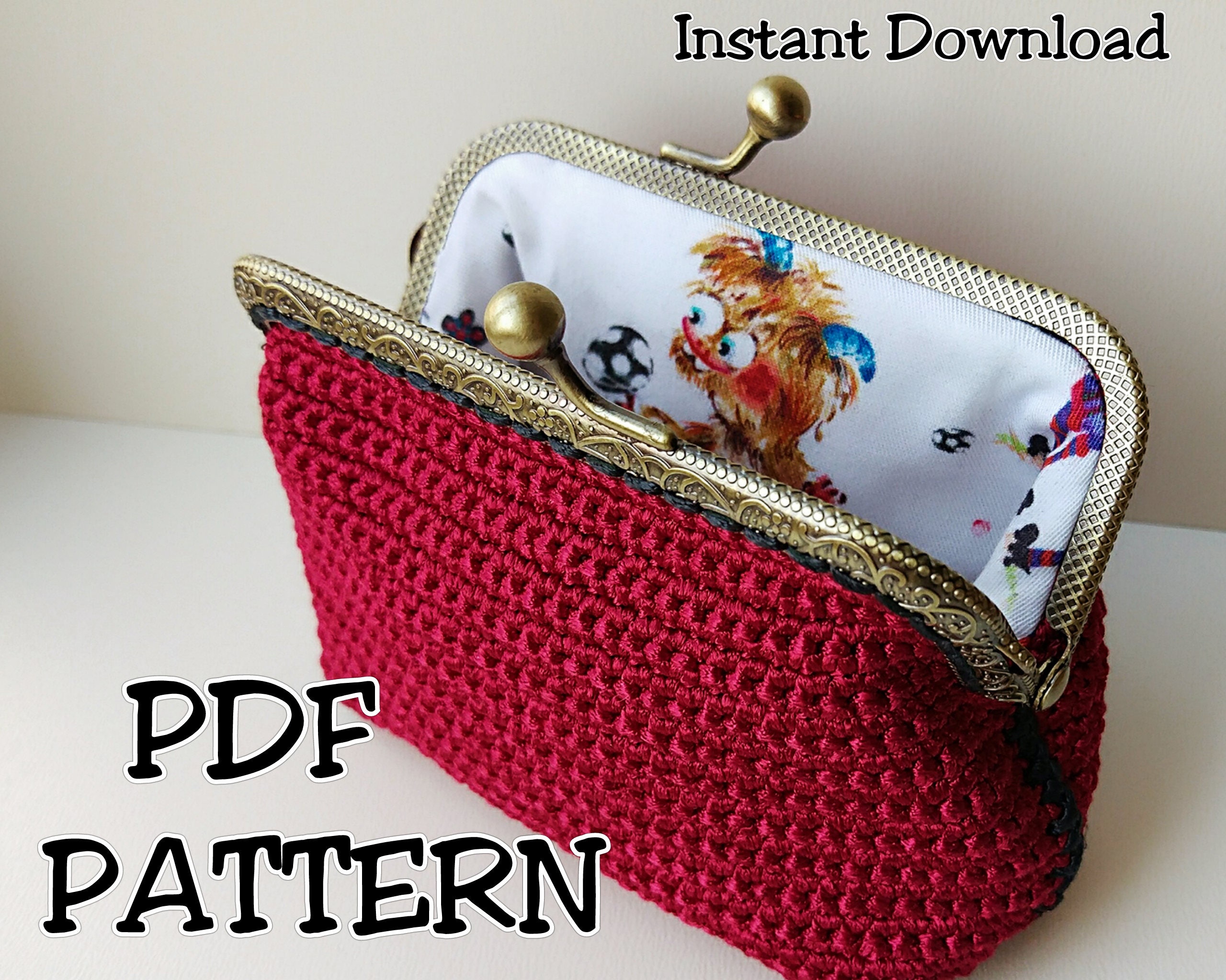 Crochet coin purse pattern INSTANT DOWNLOAD Happy monster