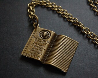 Bronze tone death note book necklace