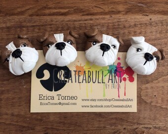 Bulldog magnet set, English bulldog magnets, refrigerator magnet, dog lover gift, pet magnets