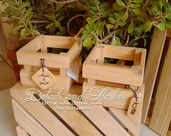 Rustic wedding centerpieces - 6 wooden crates wooden boxes for centerpiece initial letters tag centrepieces
