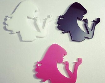 Laser cut acrylic makeup lady