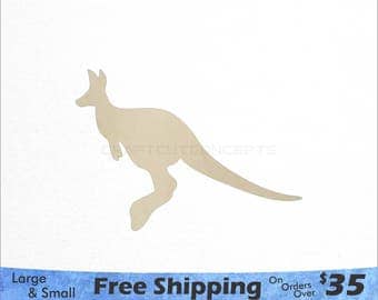 Kangaroo Shape - Australian Wildlife - Large & Small - Pick Size - Laser Cut Unfinished Wood Cutout Shapes (SO-0028)