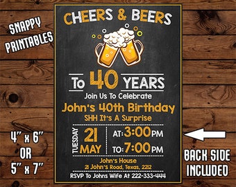 Surprise 40th Birthday Invitation For Men, Birthday Invite, Party Invite, Printable, Digital File - 031