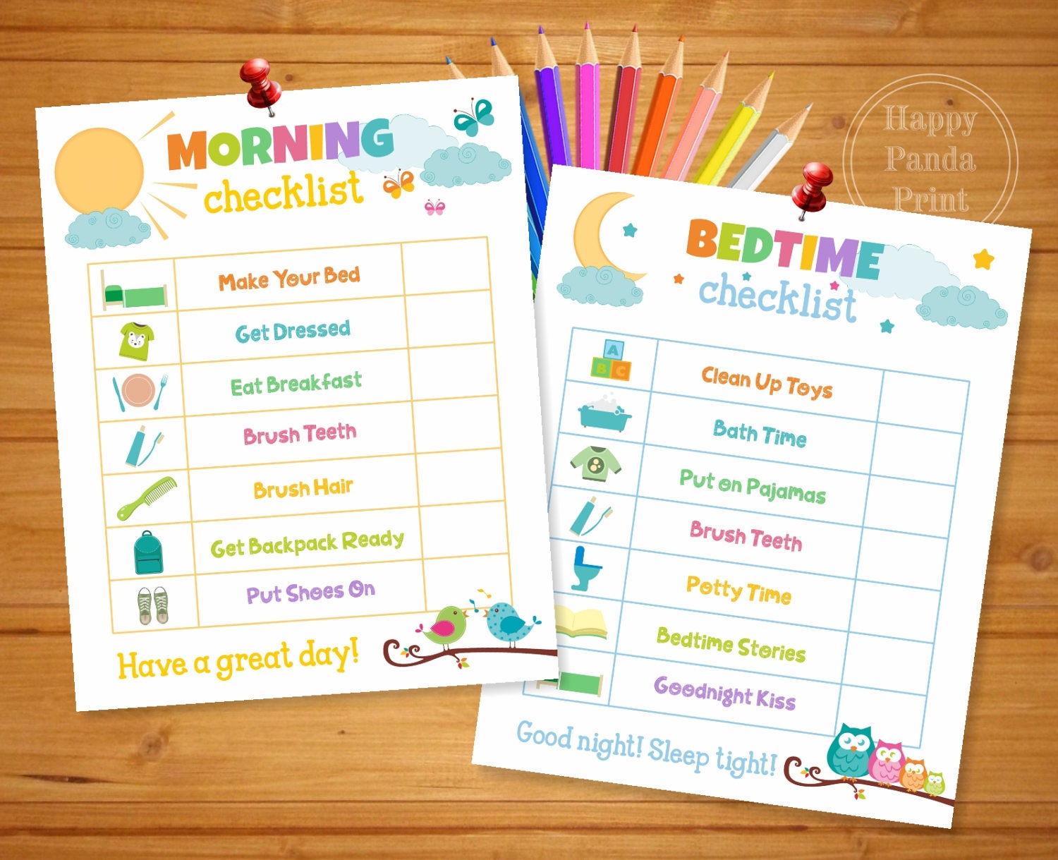 MORNING AND BEDTIME Checklist Printable Morning Routine