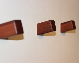 3 Mahogany Wall Hook, Wooden Coat Hook, Coat Rack, Modern Wooden Hook, Hat Hook