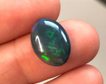 Loose Natural Australian Lightning Ridge Black Opal Cabochon - Oval 16mm x 11.7mm