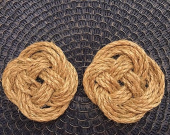 Rope Knot Coasters - Natural - Set of 4!