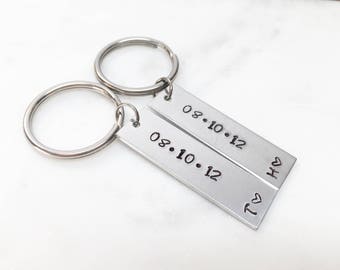 Couple Keychains, Anniversary Keychains, Boyfriend Keychain, Personalized Keychain, Anniversary Gifts for Men, Engagement Keychains,