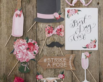 Boho Wedding Photo Props, Table Photo Props, Rustic Photo Props, Best Day Ever, Strike A Pose, Photo Booth Props