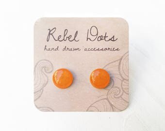 Apricot stud earrings - orange studs - orange resin studs