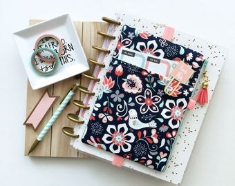 Flower planner bag - pen holder - BUJO cover - Journal - Planner stickers organizer - pen pouch - planner accessory - floral planner cover