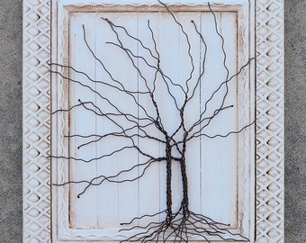 Framed tree wall art / wire sculpture Unique Art Decor Tree Abstract Sculpture / original artwork / large wall art / trees wall decor