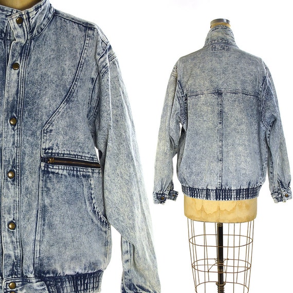 80s Acid Wash Jacket / Vintage 1980s Stone Wash Trucker Jacket