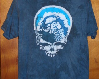 Grateful Dead Steal Your face Jerry Garcia Handmade Batik T-Shirt