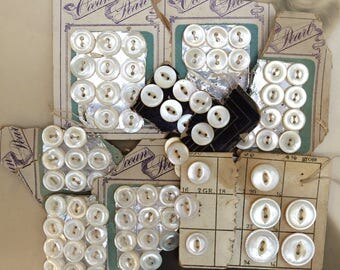 Vintage Pearl Button Card Salvage Lot Ocean Pearl