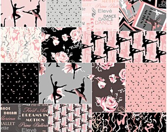 Benartex CITY BALLET Precut 10" Fabric Squares Quilting Cotton Layer Cake Kanvas Studio