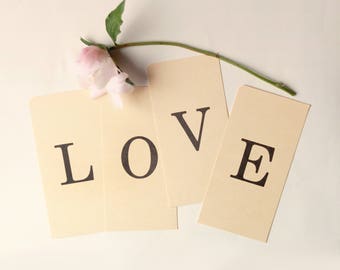 Vintage "LOVE" alphabet letters, Wedding decor, Paper craft supply, Engagement photoshoot prop, Vintage letter cards