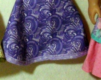 Swirls of Purple Apron and Kerchief set for 18" doll