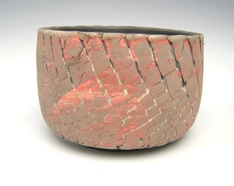 Contemporary succulent planter red grey raku cactus planter pot bonsai planter ceramic pottery planter 5 3/4 x 4 r4
