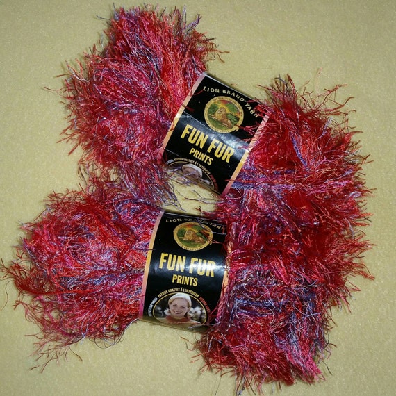 Mango Lion Brand Fun Fur Prints Yarn Eyelash Yarn two skeins