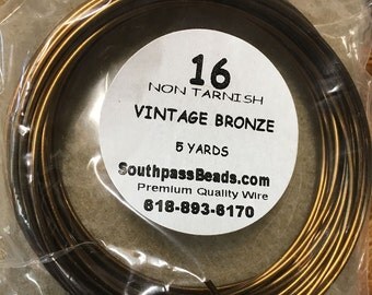 16 gauge Non Tarnish Vintage Bronze Copper Craft Wire 5 yards Made in USA