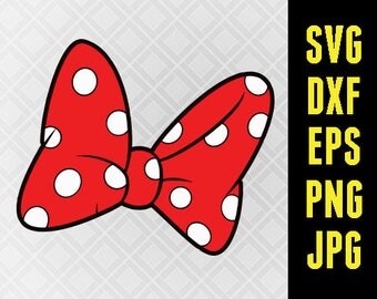 Minnie SVG Disney Iron On Decal Cutting File / Clipart in Svg, Eps, Dxf, Png, Jpeg for Cricut & Silhouette Mouse Disneyland World Minnie Bow