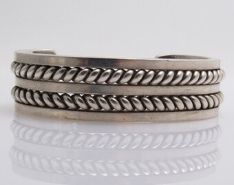 Heavy Sterling Cuff Bracelet Vintage Harry R Morgan Jewelry Wide Bracelet B7614