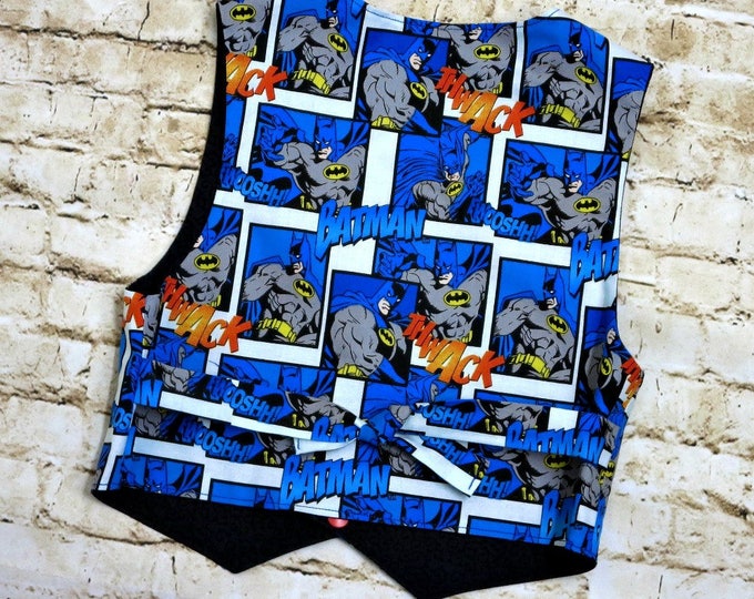 Batman Birthday Party - Kids Vest - Toddler Boy - Little Boys Clothes - Baby Boy - 1st Birthday Gift - Handmade - Sizes 12 mos to 8 years