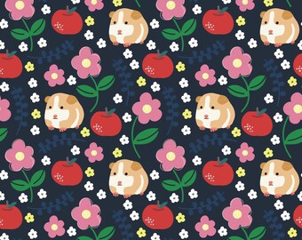 Guinea Pigs Fabric - Guinea Pigs And Apples By Susan Polston - Guinea Pigs Cotton Fabric By The Yard With Spoonflower