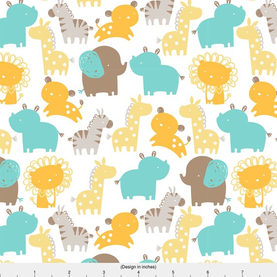 Nursery Zoo Animal Fabric Baby Safari By Lizmytinger