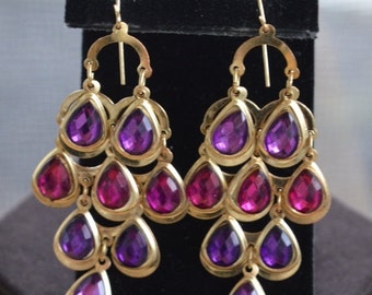 Items similar to Purple and Gold Pierced Earrings. on Etsy