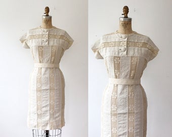 linen and lace dress / vintage lace dress / Artemis Lace dress