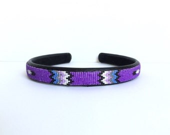 Headband - Navajo-Beaded - Purple - Native American